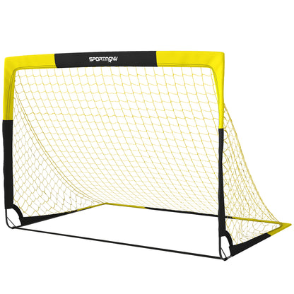 Pop Up Football Goal, 5 x 3.5ft Portable Folding Football Net with Carry Bag, 4 U-Shaped Ground Stakes, Fibreglass Pole, Training Equipment for Indoor and Outdoor Use, Easy Setup