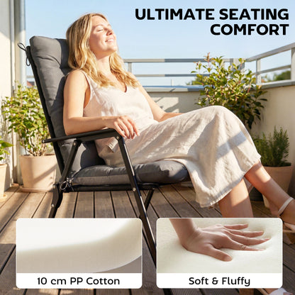 Garden Chair Cushions Set of 4, Waterproof Seat Pads, Dark Grey