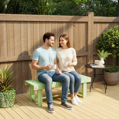 Wooden Garden Bench, 2 Seater Outdoor Bench, Fir Wood Backless Patio Loveseat with Slatted Seat for Park, 110 x 38 x 35 cm, 1 Piece, Light Green