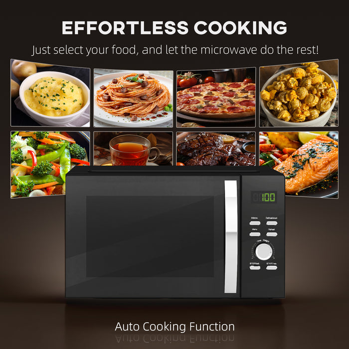 23L 800W Microwave Oven with Digital Display, Auto Cook, Black