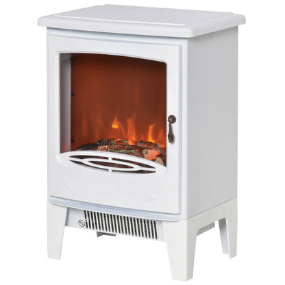 Freestanding Electric Fireplace Stove Heater W/ LED Flame Effect White