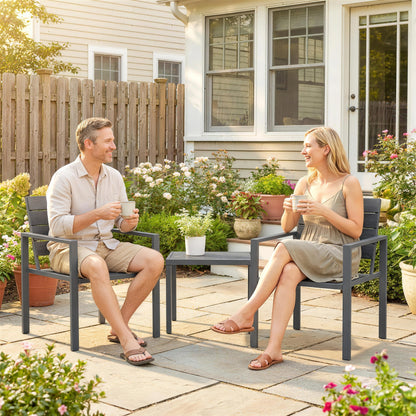 3 Pieces Garden Bistro Set for 2, Outdoor Bistro Table and Chairs
