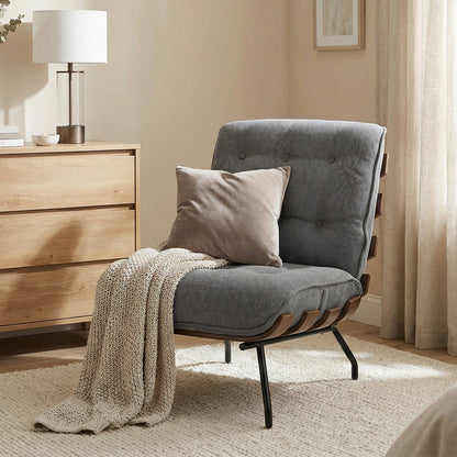 Accent Chair, Reading Chair with Spring Cushion, Dark Grey
