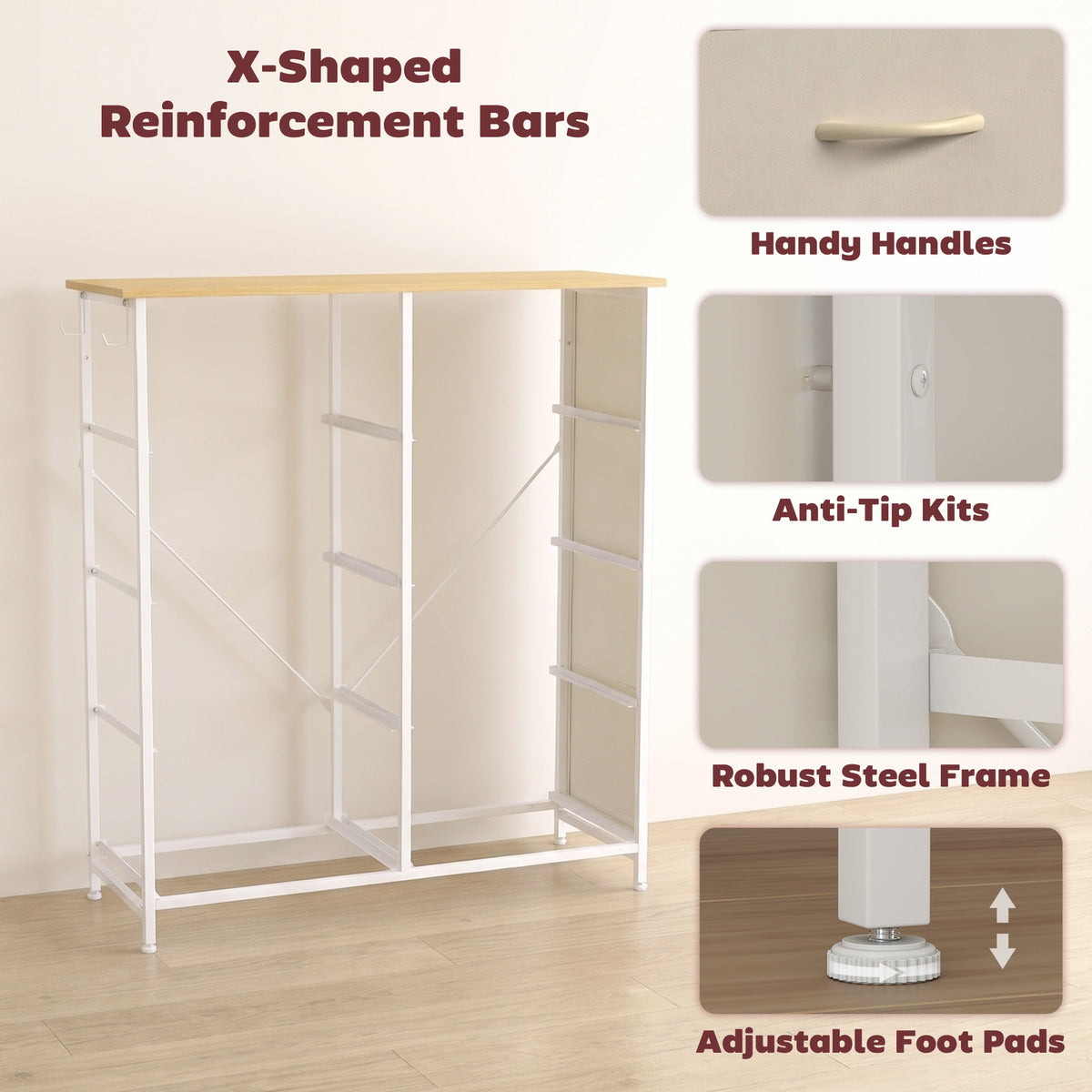 Fabric Chest of Drawers, 8 Drawer Dresser for Bedroom, Beige