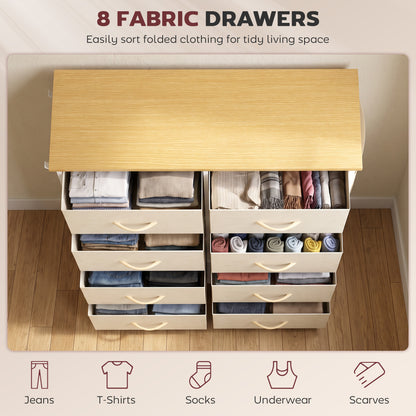 Fabric Chest of Drawers, 8 Drawer Dresser for Bedroom, Beige