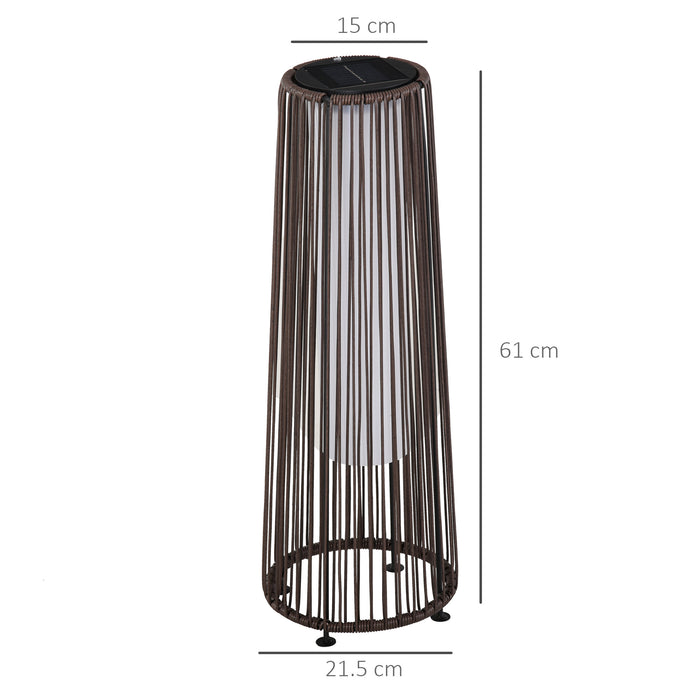 Patio Garden PE Rattan Solar Lights Woven Resin Wicker Lantern Auto On/Off Solar Powered Lights, Brown