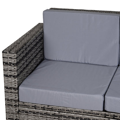 Rattan Wicker 2-seat Sofa Loveseat Padded Garden Furniture Grey