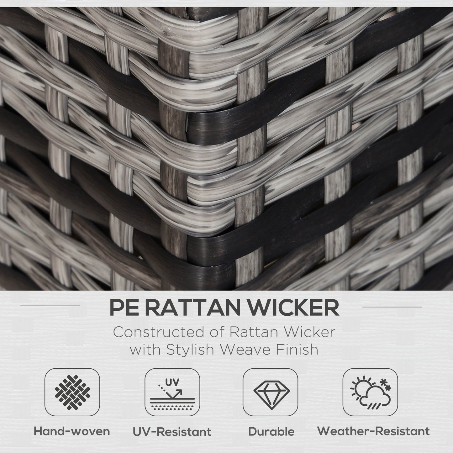 Rattan Wicker 2-seat Sofa Loveseat Padded Garden Furniture Grey