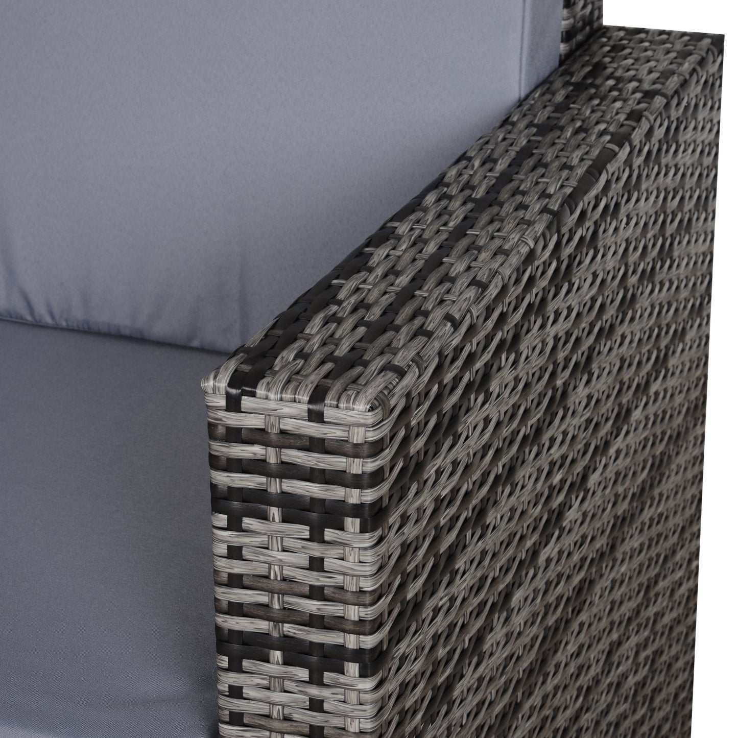 Rattan Wicker 2-seat Sofa Loveseat Padded Garden Furniture Grey