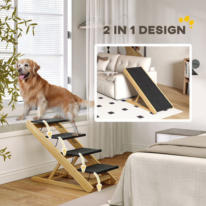 Dog Steps Dog Ramp, 4-Step Adjustable Height Pet Stairs for Large Dogs