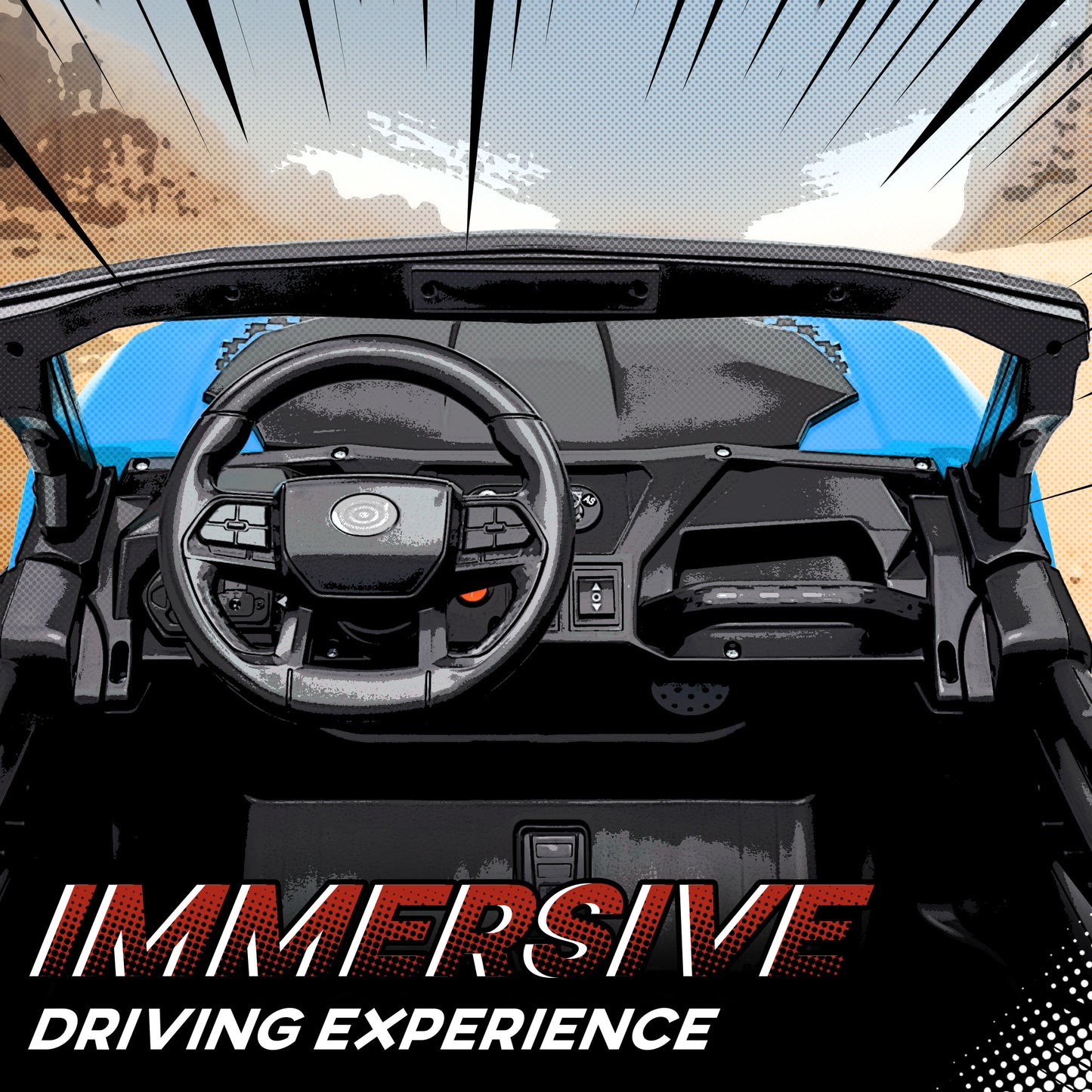 24V Electric Ride on Car, 2-Seater Kids Electric Truck, Blue