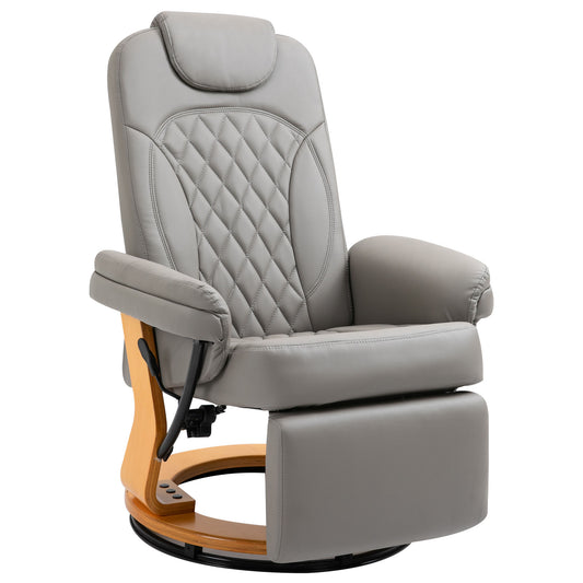 Recliner Leisure Armchair with Wood Base Footrest for Home Office