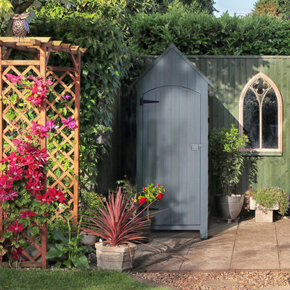 Wooden Small Garden Shed with 3 Shelves and Tilt Roof Grey