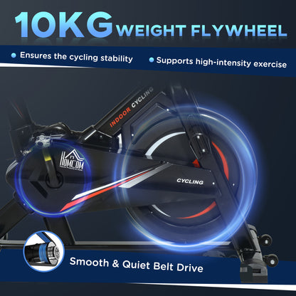 Stationary Exercise Bike, 10kg Flywheel Cycling Machine with Adjustable Resistance, LCD Monitor, Phone and Bottle Holder for Home Gym Office Cardio Workout Aerobic Training