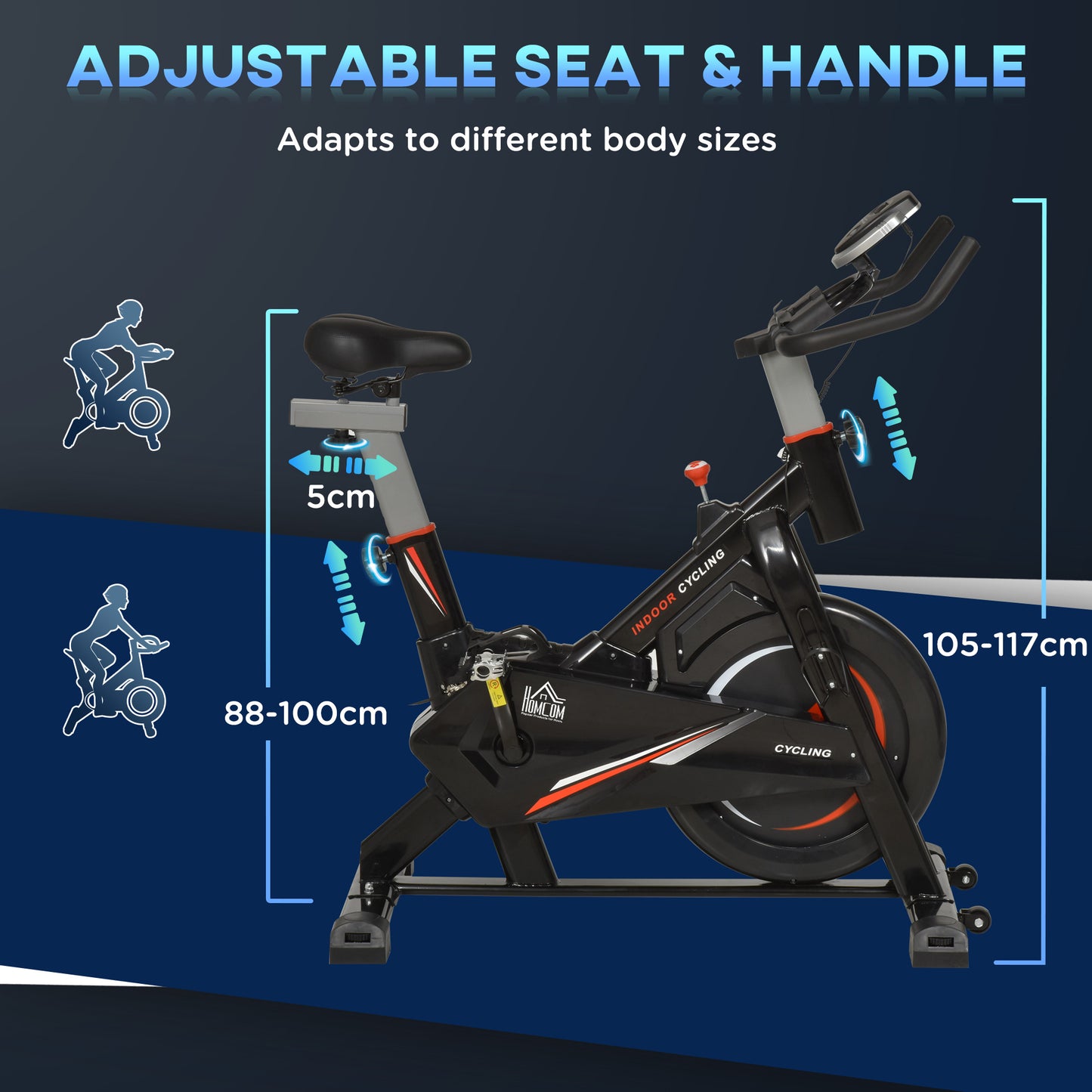 Stationary Exercise Bike, 10kg Flywheel Cycling Machine with Adjustable Resistance, LCD Monitor, Phone and Bottle Holder for Home Gym Office Cardio Workout Aerobic Training