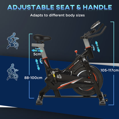 Stationary Exercise Bike, 10kg Flywheel Cycling Machine with Adjustable Resistance, LCD Monitor, Phone and Bottle Holder for Home Gym Office Cardio Workout Aerobic Training