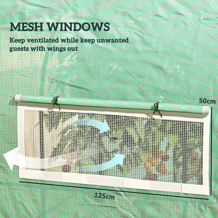 3 x 3 x 2m Polytunnel Greenhouse with Doors and Mesh Windows