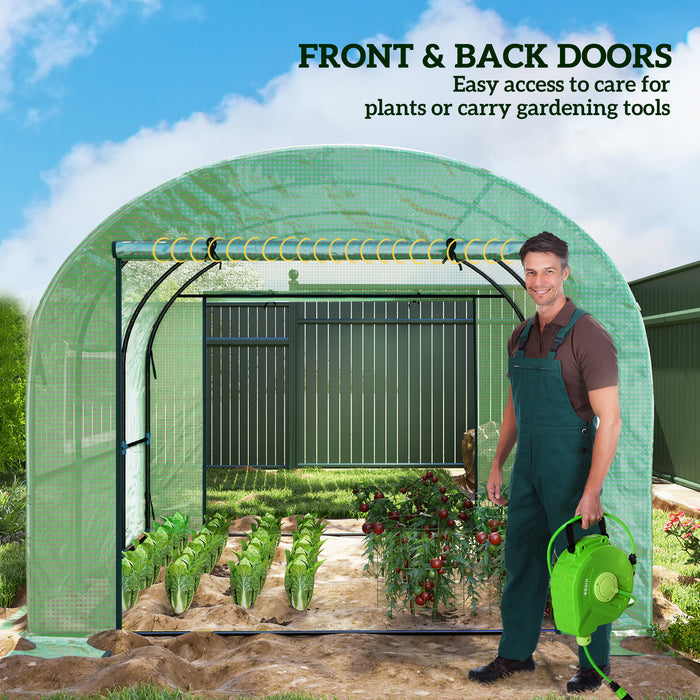 3 x 3 x 2m Polytunnel Greenhouse with Doors and Mesh Windows