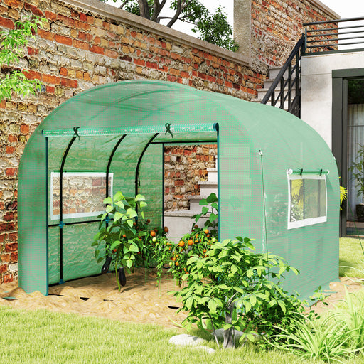 3 x 3 x 2m Polytunnel Greenhouse with Doors and Mesh Windows