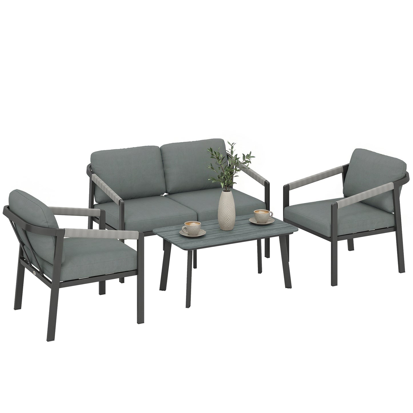 4 Seater Aluminium Garden Furniture Set, Outdoor Patio Furniture