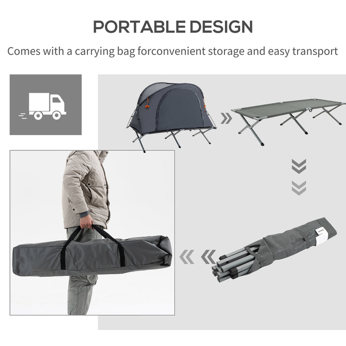 Folding Camping Tent Cot, Portable Tent Shelter Combo with Self-Inflating Air Mattress Carry Bag for 1 Person