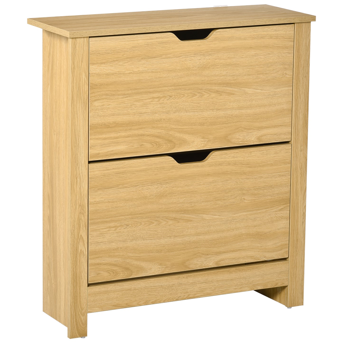 12-Shoe Storage Cabinet 4 Shelves 2 Drawers Tabletop 4 Legs Modern Brown