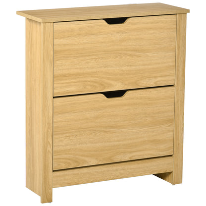 12-Shoe Storage Cabinet 4 Shelves 2 Drawers Tabletop 4 Legs Modern Brown