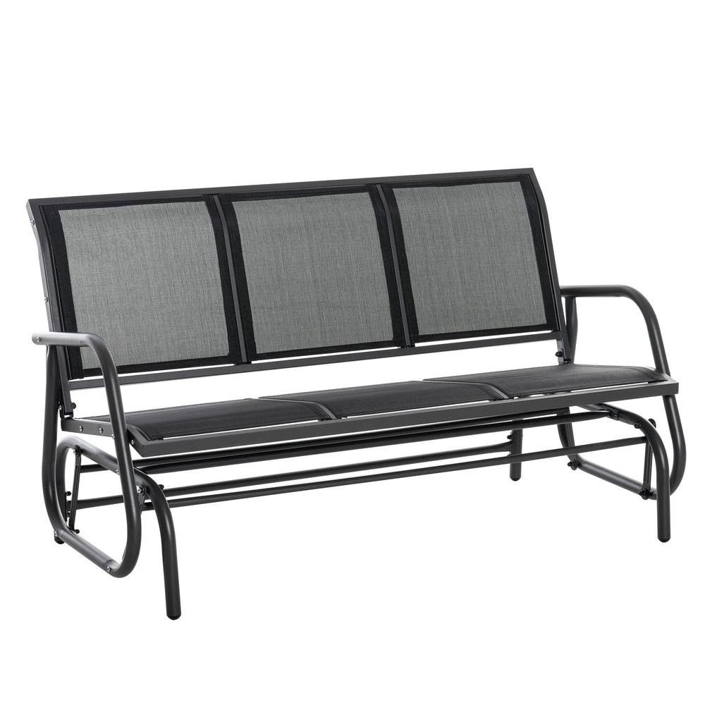 3-Seat Glider Rocking Chair for 3 People Garden Bench Patio Furniture Metal Frame