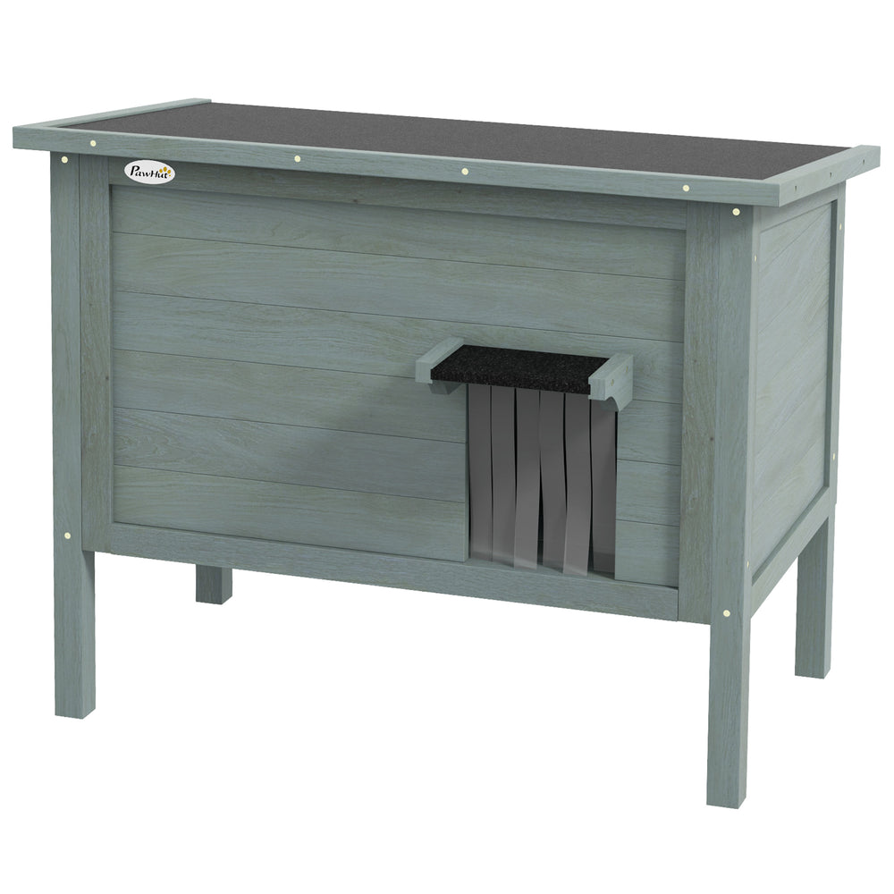 Outdoor Cat House Wooden Insulated with Removable Floor, Waterproof Openable Roof - Charcoal Grey