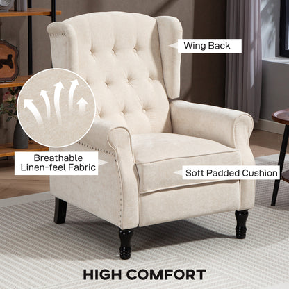 Manual Reclining Armchair Recliner with Footrest Beige