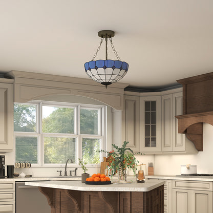 Ceiling Light, Vintage Tiffany Style Chandelier with 3 E27 Sockets