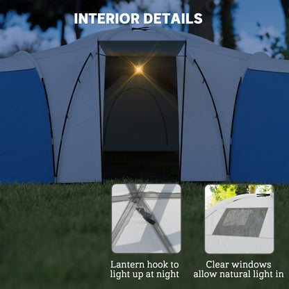 Large Tunnel Tent with 3 Bedroom, Living Area and Porch, Blue