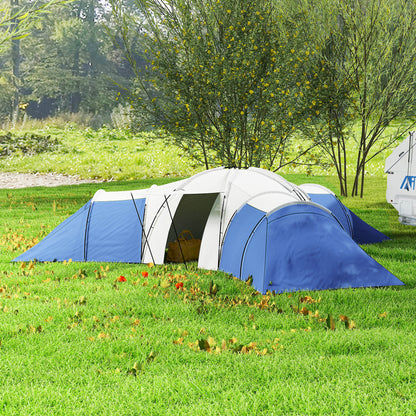 Large Tunnel Tent with 3 Bedroom, Living Area and Porch, Blue