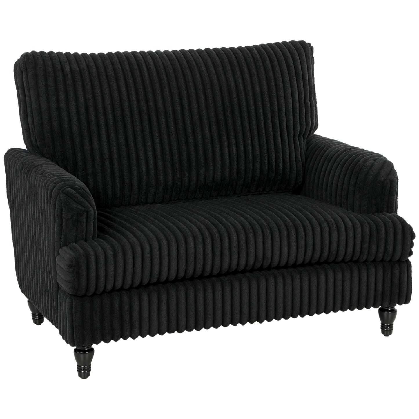 Corduroy Single Sofa Armchair with Stripes, Black
