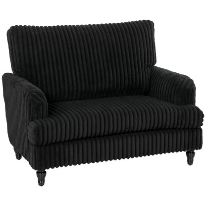 Corduroy Single Sofa Armchair with Stripes, Black