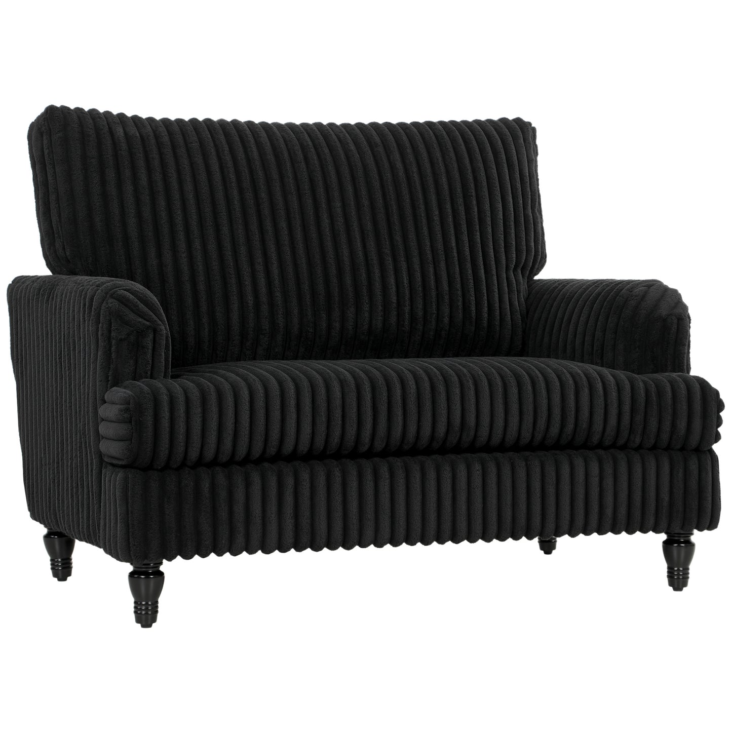 Corduroy Single Sofa Armchair with Stripes, Black