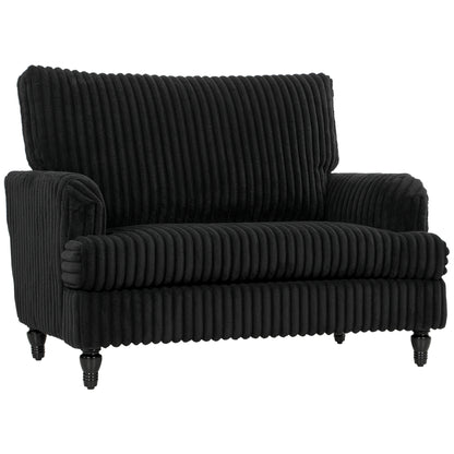 Corduroy Single Sofa Armchair with Stripes, Black