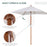 2m x 1.5m Patio Garden Parasol Sun Umbrella Sunshade Canopy Outdoor Backyard Furniture Fir Wooden Pole 6 Ribs Tilt Mechanism - Cream White