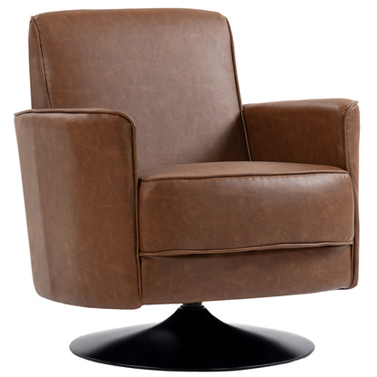 Upholstered PU Leather Armchair for Living Room, Brown