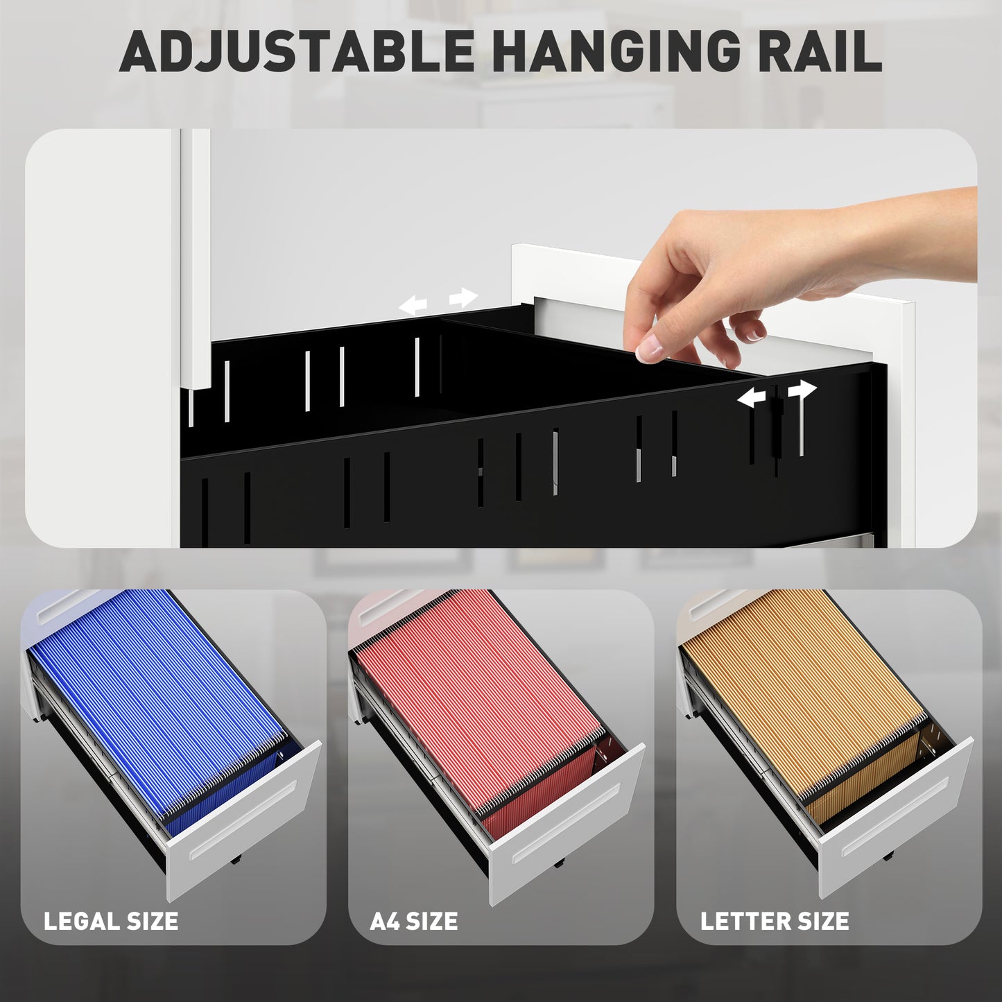 Lockable Mobile Filing Cabinet w/ 3 Drawers 30 x 43.5 x 60 cm White