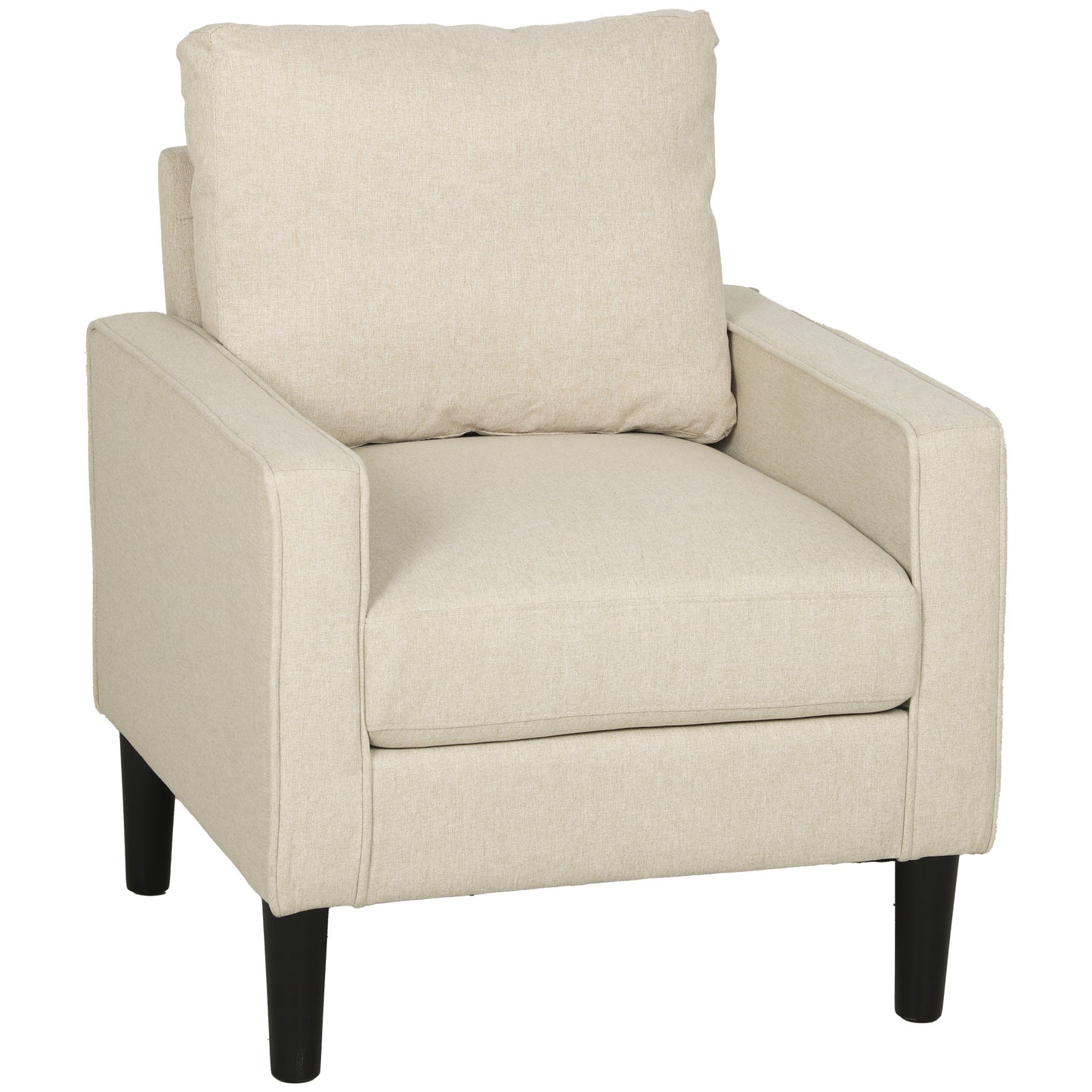 Removable Pillow Linen Accent Chair, Cream