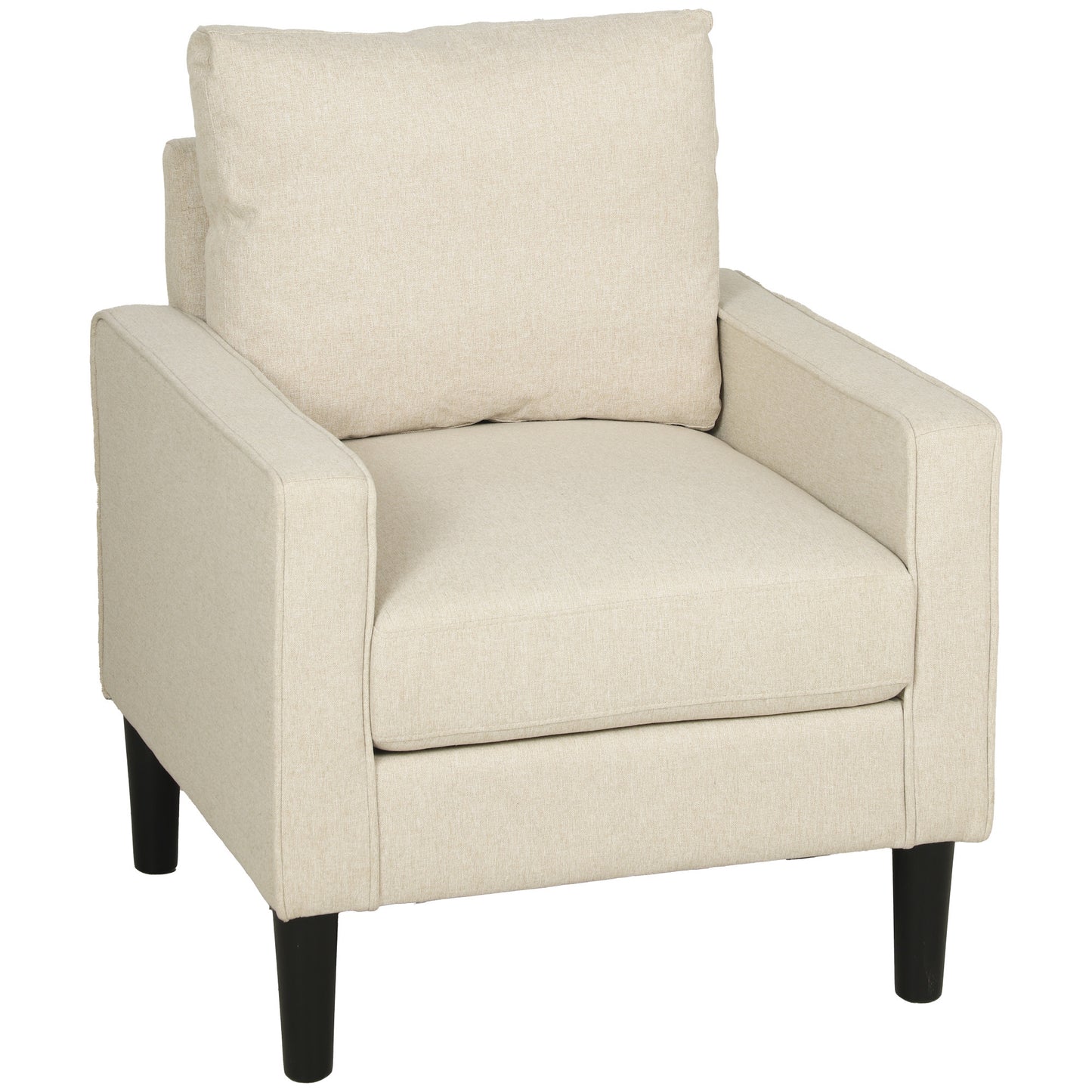 Removable Pillow Linen Accent Chair, Cream
