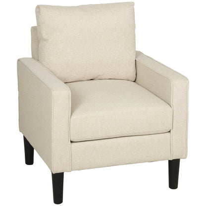 Removable Pillow Linen Accent Chair, Cream