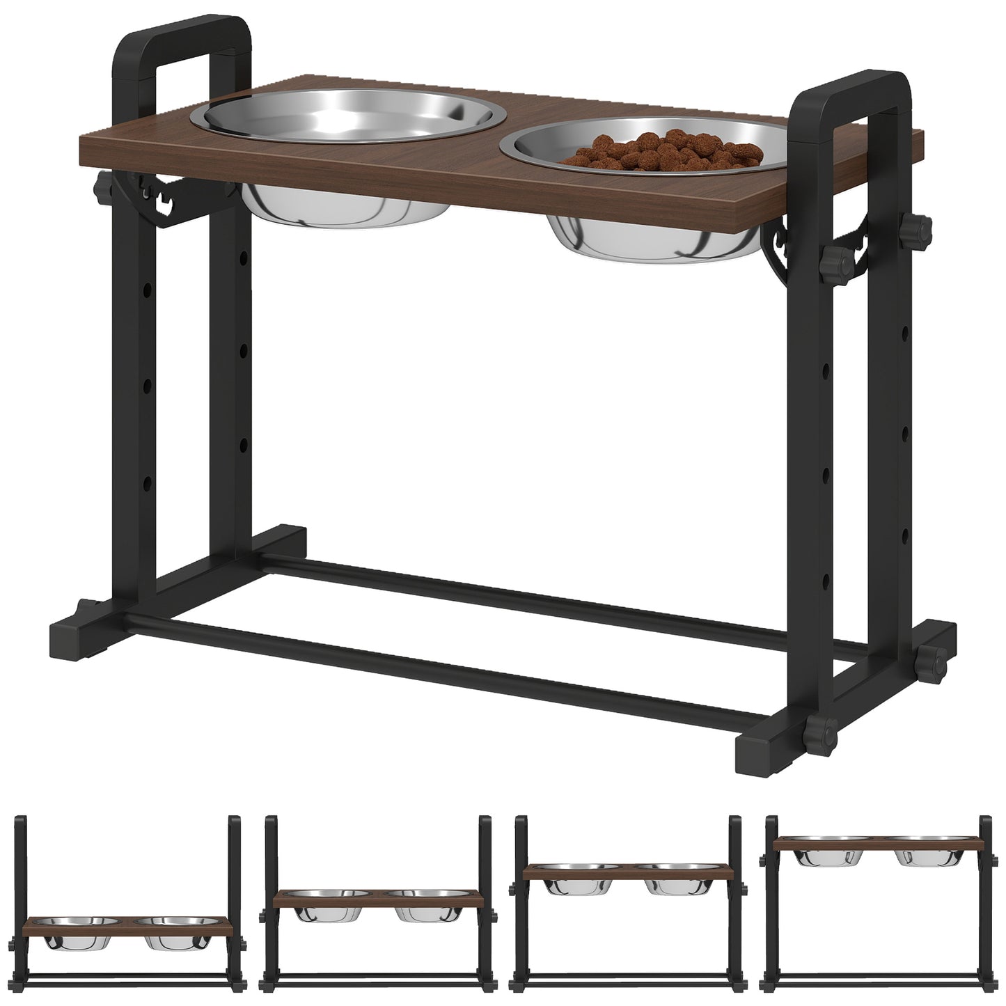 Raised Dog Bowls with 4 Heights Adjustable and 3 Adjustable Angles