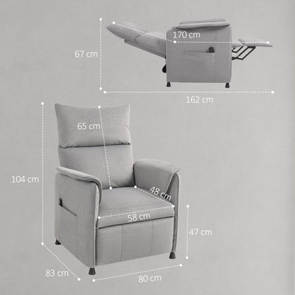 Electric Reclining Chair w/ Remote, Power Recliner for Elderly, Grey