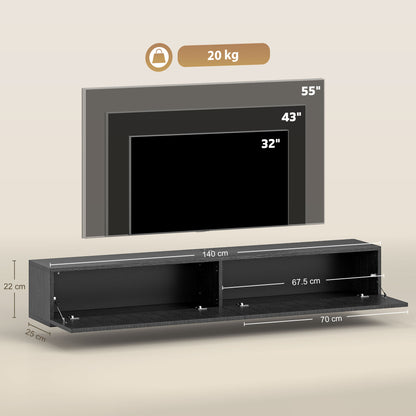 Wall Mount TV Stand Cabinet with Fluted Flip-Down Doors