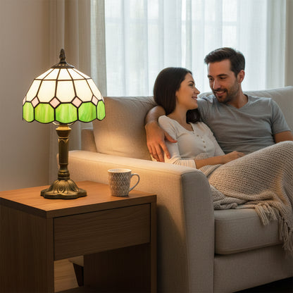 Tiffany-Style Table Lamp for Bedroom, Bulb not Included, Green