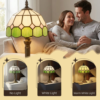 Tiffany-Style Table Lamp for Bedroom, Bulb not Included, Green