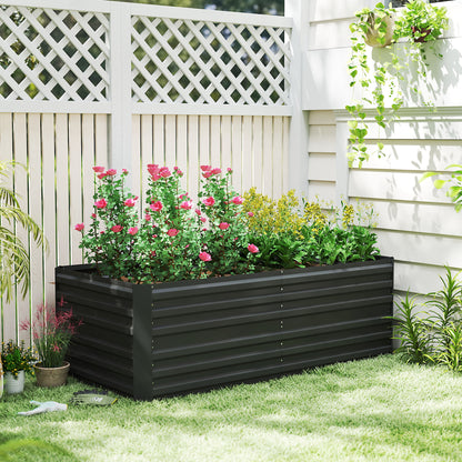 Galvanised Steel Outdoor Raised Bed w/ Reinforced Rods, Black
