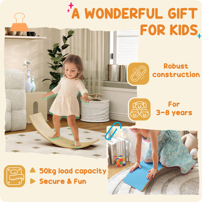 Wooden Balance Board for Kids, Wobble Board with Felt, Blue